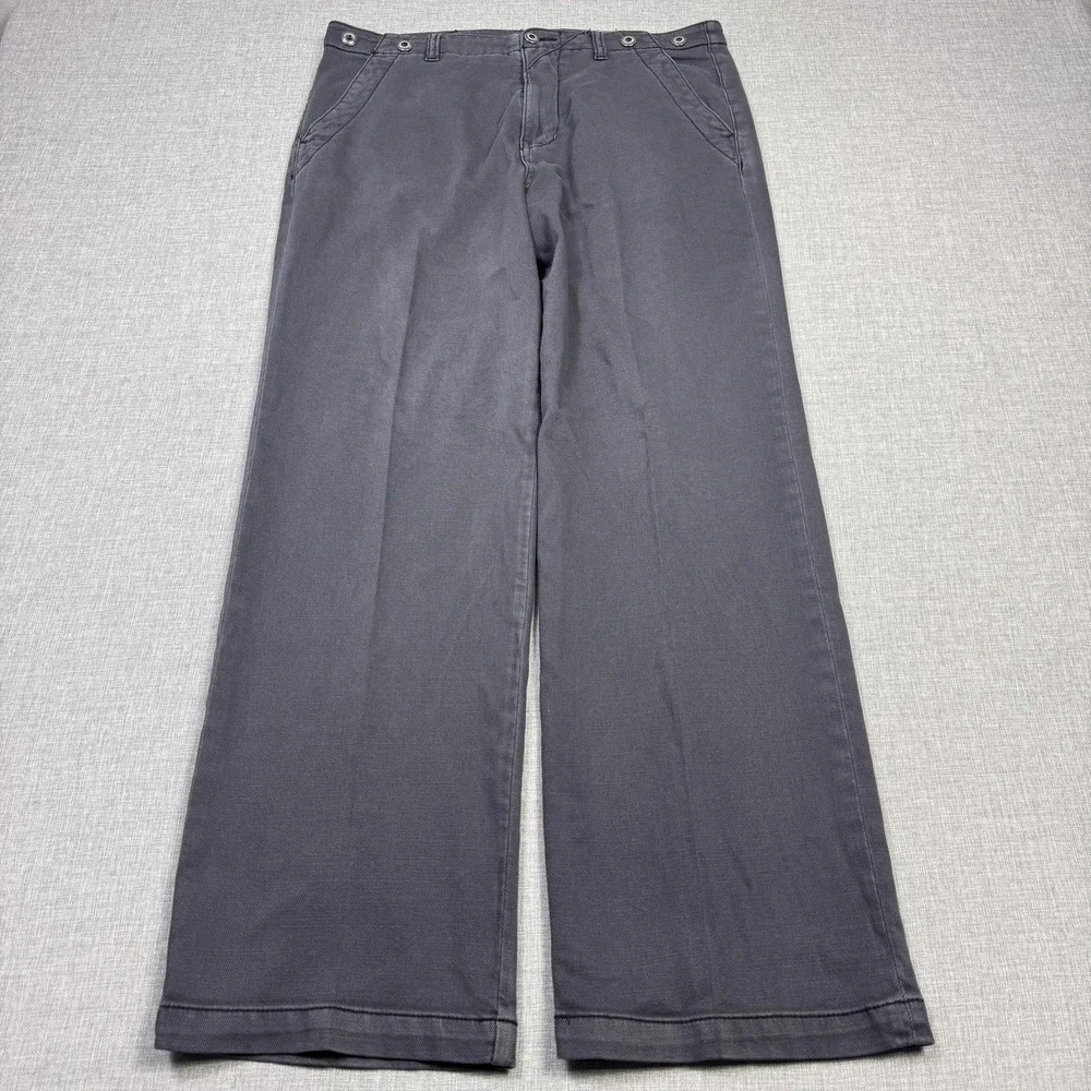 Pilcro Pants Womens 27 Gray Chino Cotton Spandex Twill Wide-Leg Pockets Stretch